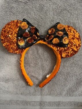 Minnie Halloween Sequin Mouse Ears Headband with Bow